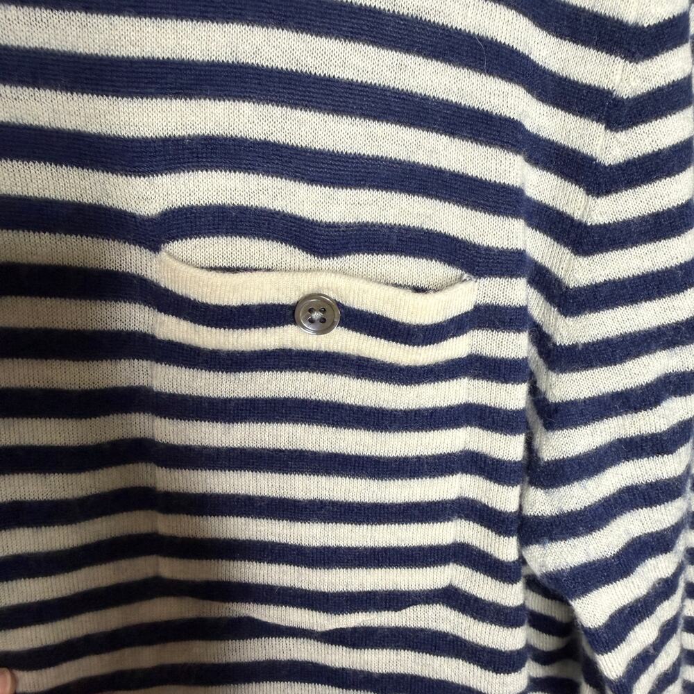 Todd Snyder Premium Cashmere Pocket Tee Sweater Blue and White Stripe Mens XS - Picture 3 of 7